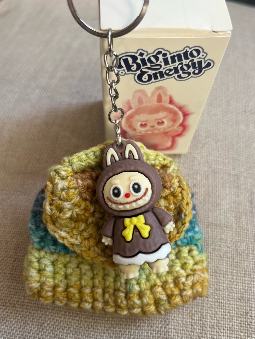 Handmade Crochet Mini Bag with Labubu Style Keychain Charm 3” New Gift - Picture 2 of 6